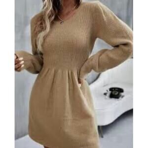 SHEIN babydoll long sleeve sweater mini dress
